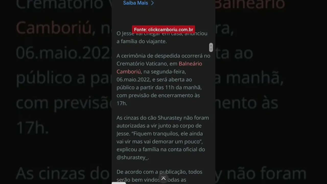 Velório de Jesse Koz em Balneário Camboriú