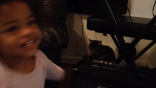 Blasian Babies Sister Finds Cat Cat!