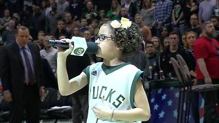 9-year-old Liamani Segura belts out National Anthem at Milwaukee Bucks game