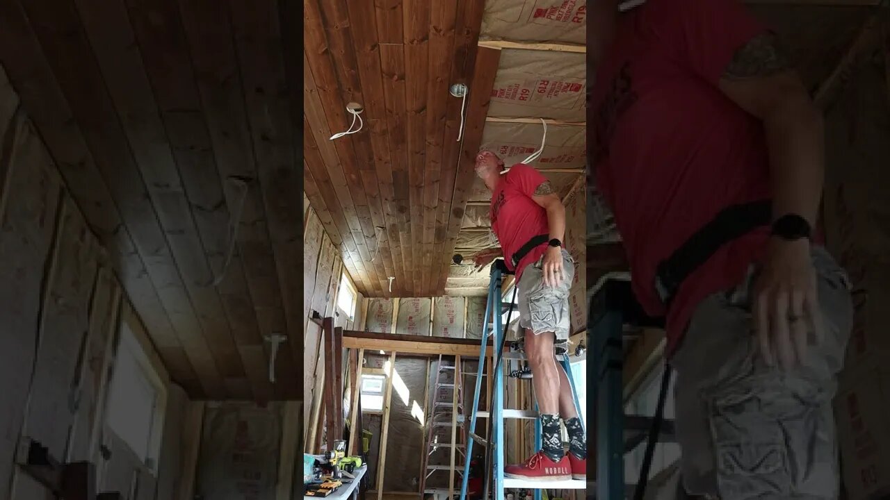 Installing Tongue and Groove Ceiling Planks | Tiny House Build