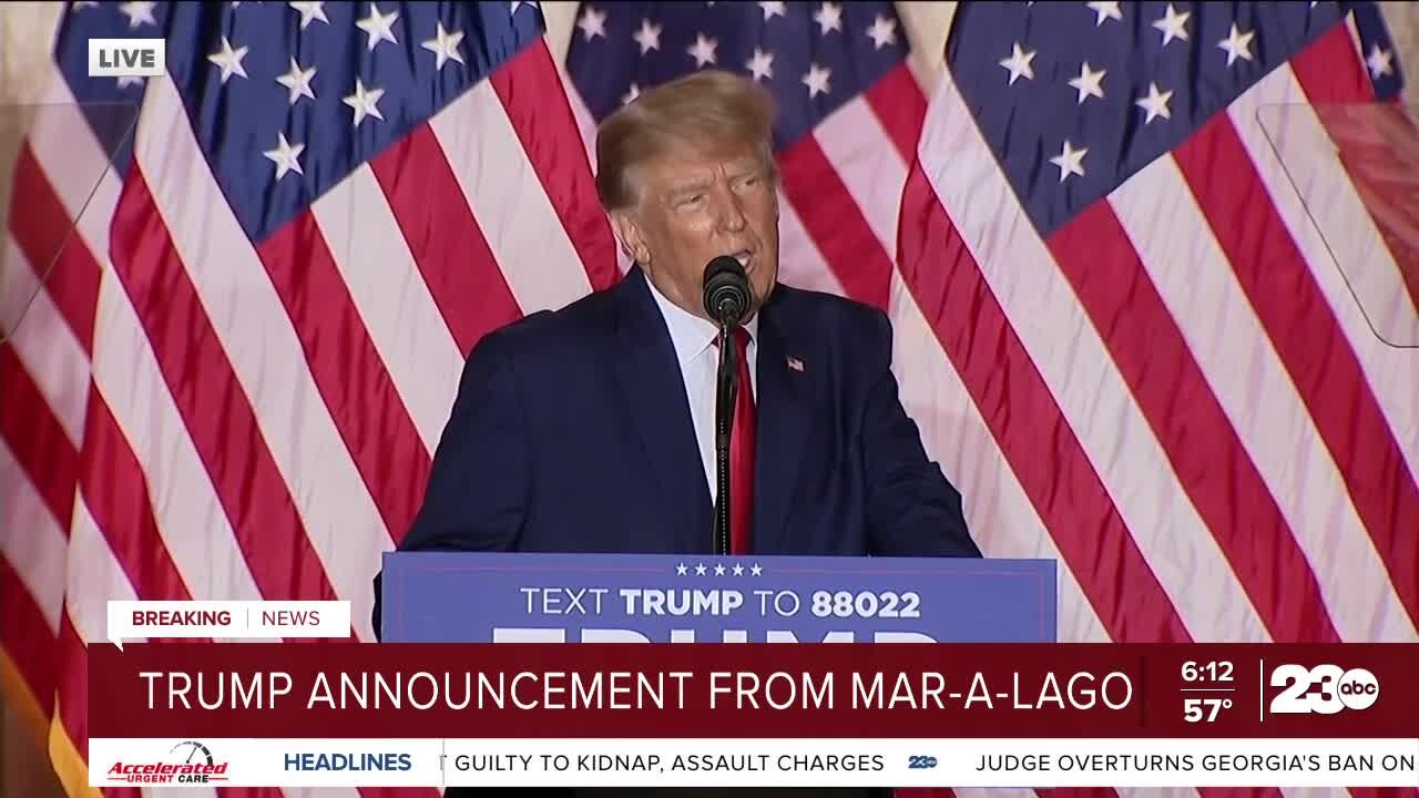 Donald Trump announces his intention to run again in 2024