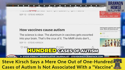 Steve Kirsch Says a Mere One Out of One-Hundred Cases of Autism Is Not Associated With a "Vaccine"