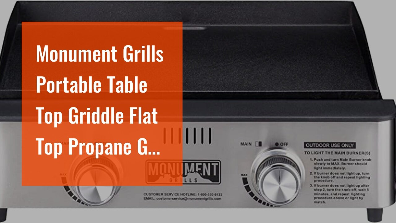 Monument Grills Portable Table Top Griddle Flat Top Propane Gas Grill Griddle 22″ Tabletop 2 Bu...