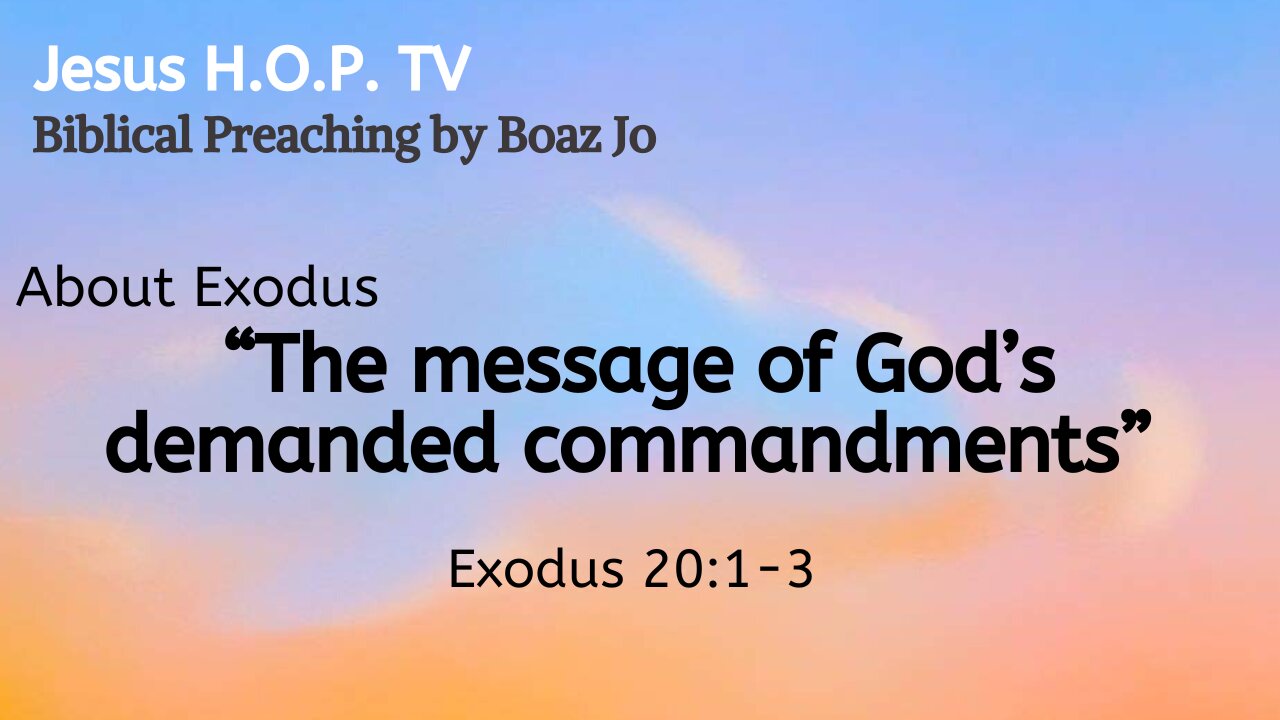 "The message of God's demanded commandments" - Boaz Jo