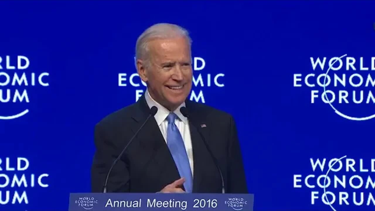 Creepy uncle Joe Biden pandering to the predator class /fourth industrial revolutionaries /WEF 2016