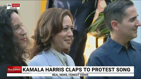 SKY NEWS AU: Kabbalah Harris unknowingly claps along to protest song directed at her