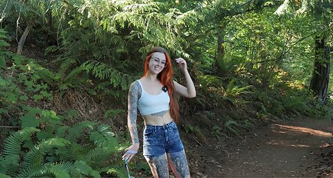 beautiful forest and lake with beautiful girl and dog vlog