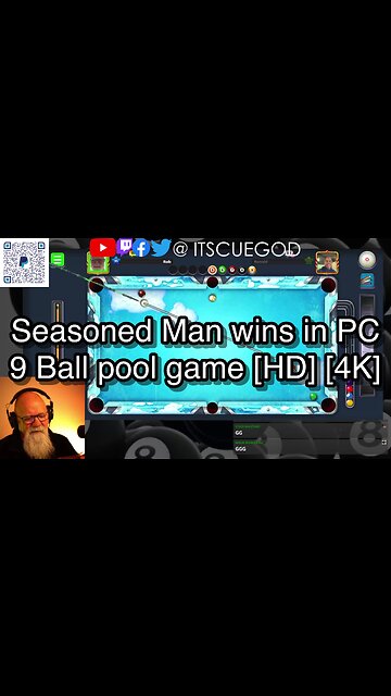 Seasoned Man wins in PC 9 Ball pool game [HD] [4K] 🎱🎱🎱 8 Ball Pool 🎱🎱🎱
