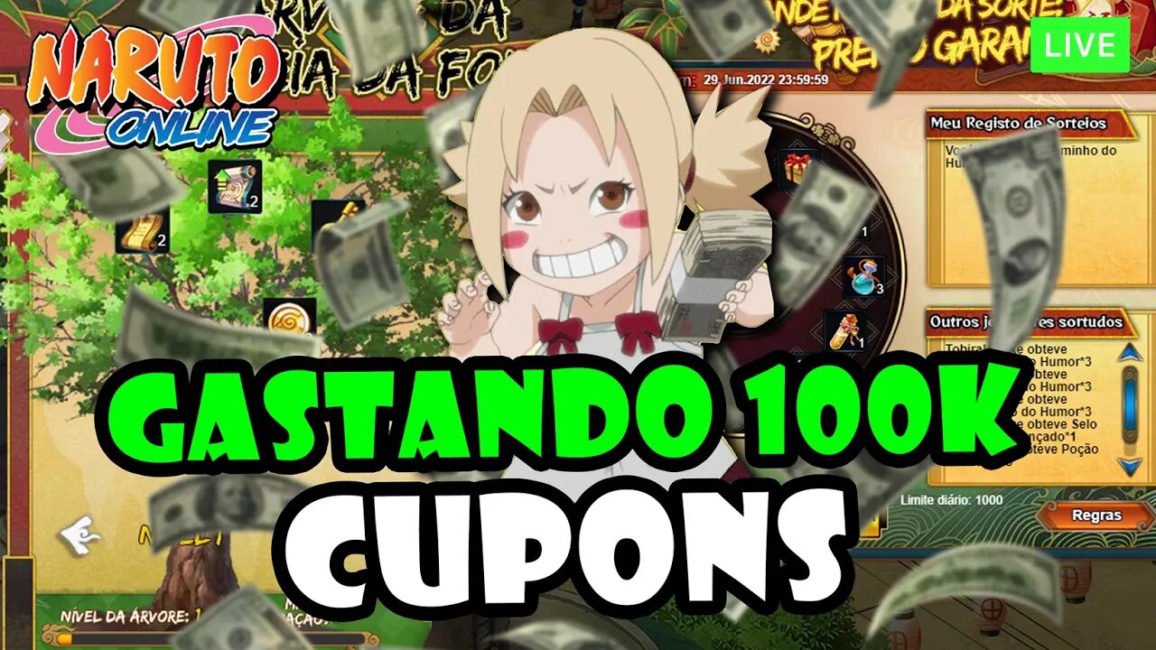 Gastando 100k cupons e lingots na conta da Sininho e ela chorou! #narutoonline #narutoonline #evento