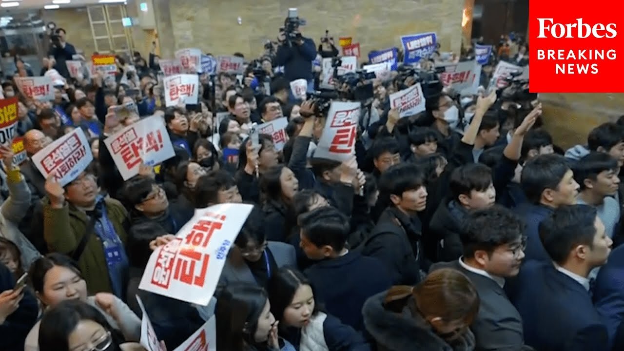 Protestors Gather At The National Assembly In Seoul Ahead Of Impeachment Vote Against President Yoon