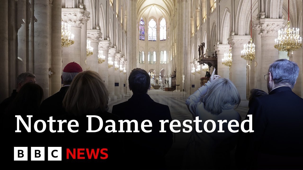 France's Emmanuel Macron praises "impossible" Notre Dame restoration | BBC News