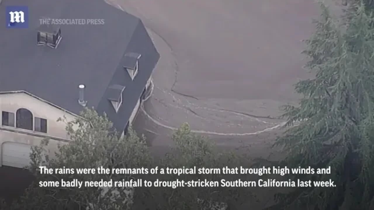Aerial view of damage caused by mudslides in southern California