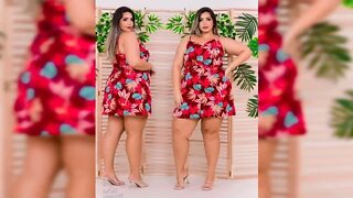 ✔️ VESTIDO FEMININO PLUS SIZE CURTO COM ALÇA E BOTÕES