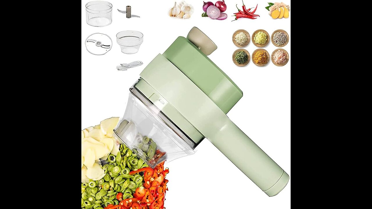 4 in 1 Portable Electric Vegetable Cutter Set,Wireless Food Processor