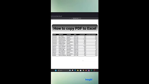 How to copy PDF to Excel