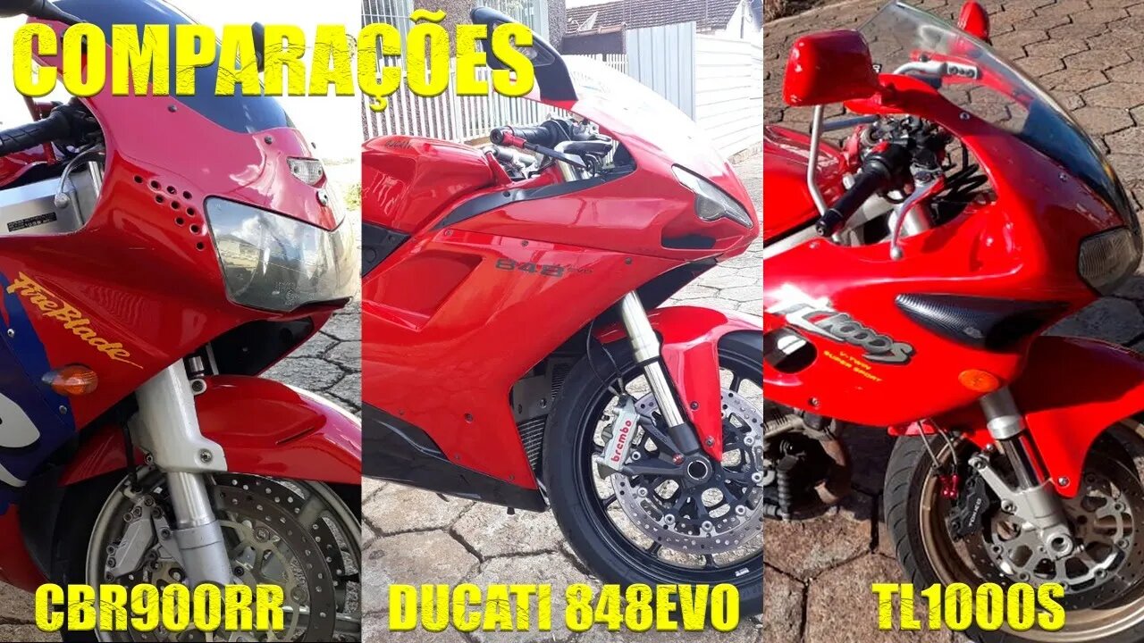 SUZUKI TL1000S 1998 - DUCATI 848EVO 2011 - HONDA CBR900RR 1998 - ALGUMAS COMPARAÇÕES