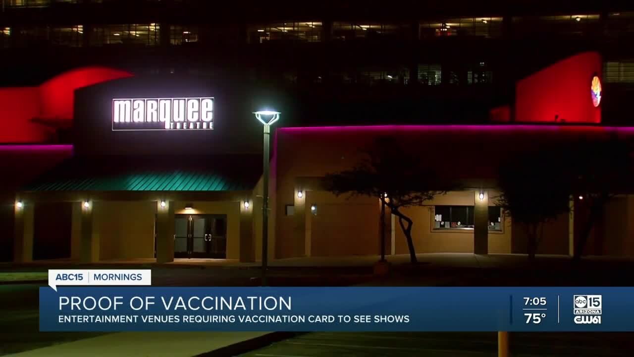 Entertainment venues requiring vaccination cards