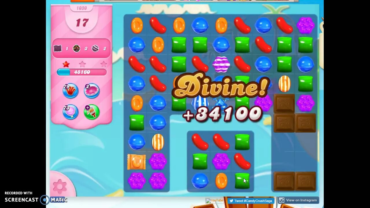 Candy Crush Level 1030 Audio Talkthrough, 2 Stars 0 Boosters