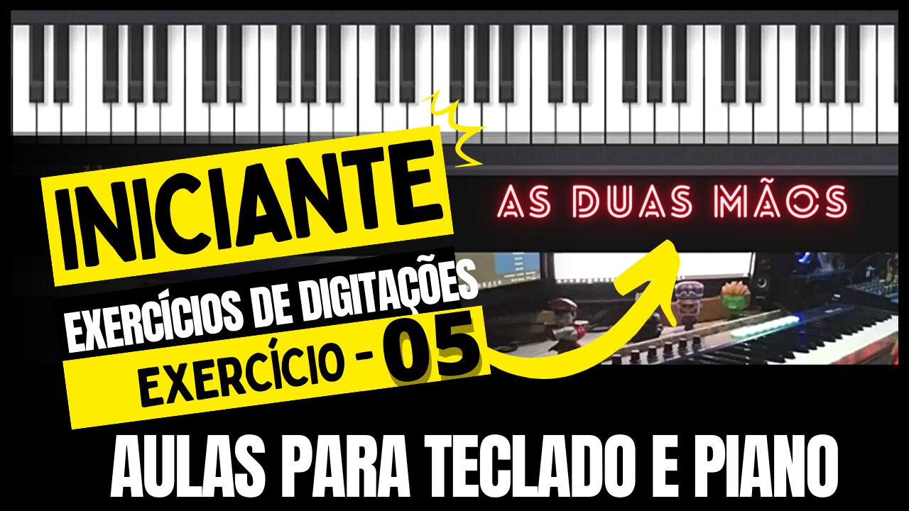 Aula Para Teclado ou Piano - Exercício 0️⃣5️⃣ Duas Mãos 🙌🏾 - Módulo Digitação em 70 BPM - Ida