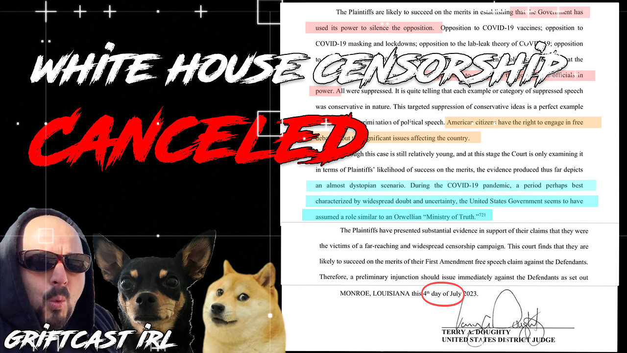 Orwellian Ministry of truth Canceled 4th of july 80's white house party Griftcast IRL 7/04/2023