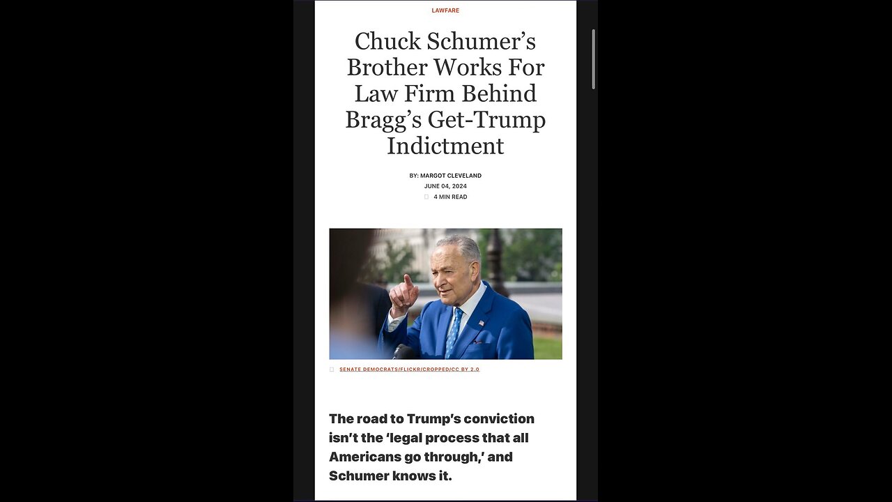 Chuck Schumer’s brother is a partner at a law firm behind Bragg’s get-Trump indictment!