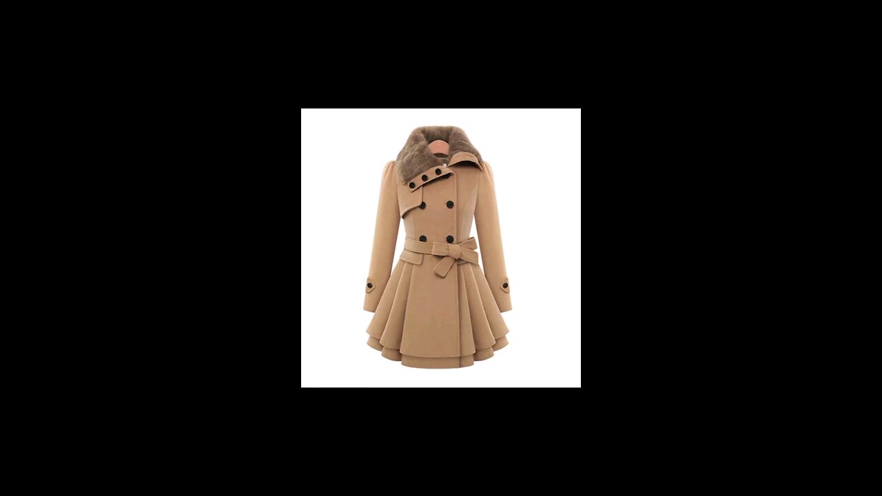 America Woolen Coat Double Slim Trench – Elegant Long Fur Style for Women