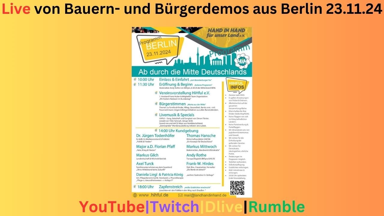 Live von Bauern- und Bürgerdemos aus Berlin 23.11.24