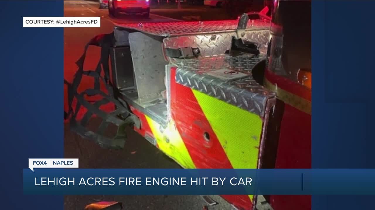 Fire engine hit while crews were helping patients in Lehigh Acres