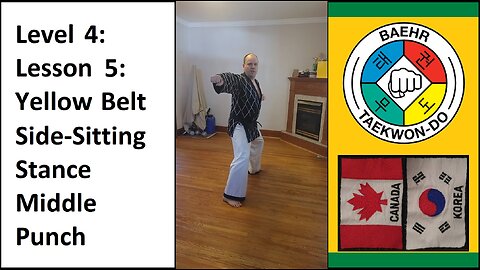 Baehr Taekwondo: 04-05: Green Stripe: Side-Sitting Stance - Middle Punch