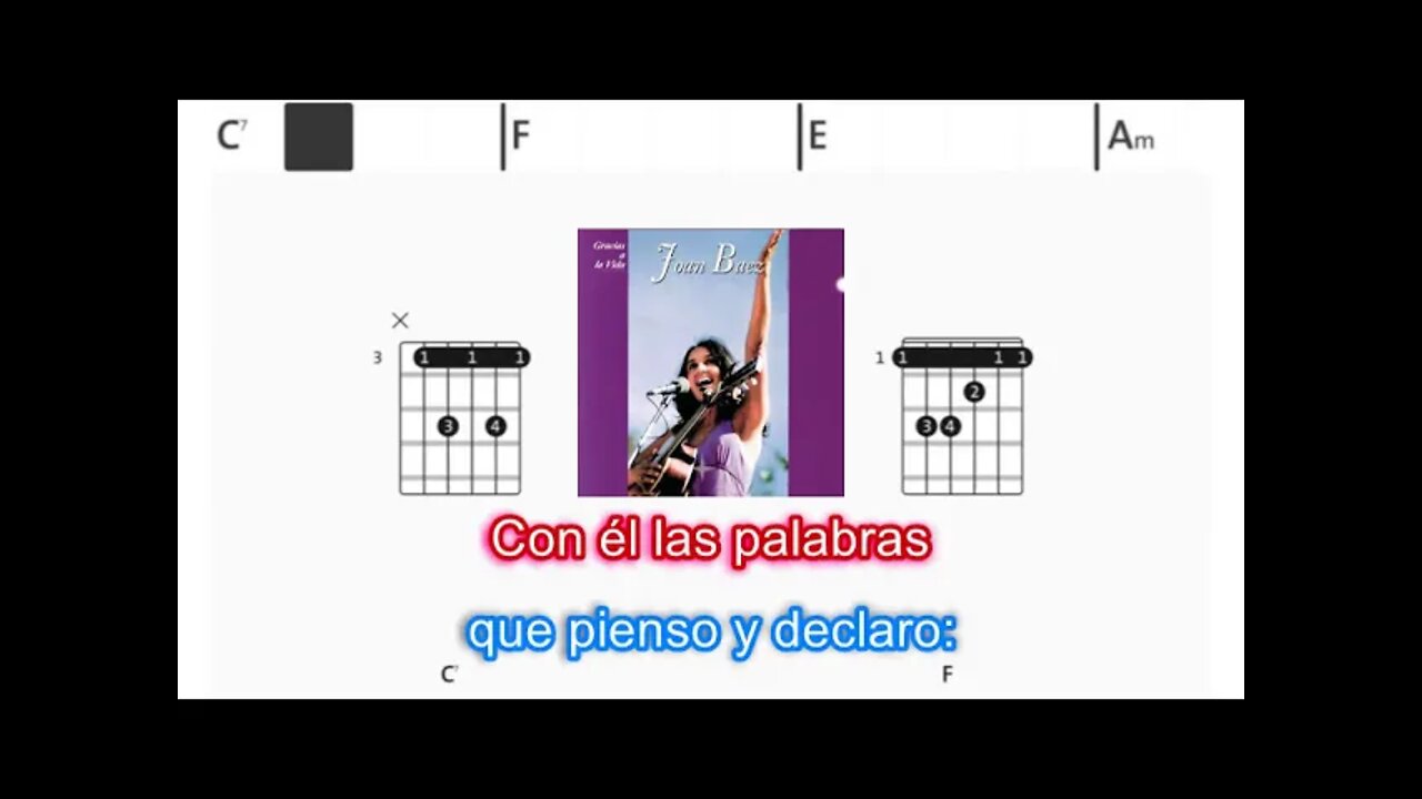 Joan Baez - Gracias a la vida - (Chords & Lyrics like a Karaoke)