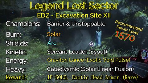 Destiny 2 Legend Lost Sector: EDZ - Excavation Site XII on my Titan 11-7-22