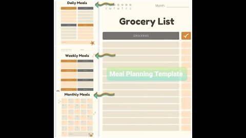 Daily Weekly Monthly Meals Planner Fun Journal Template #mealplanning