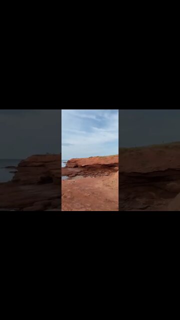 Beautiful red cliffs at the beach in Canada