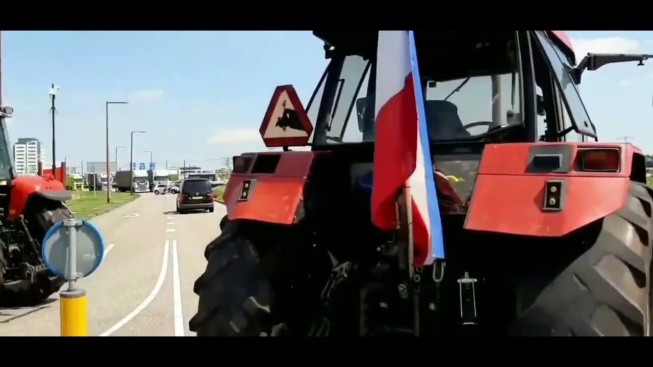 Dutch farmers block distribution center Businesspark Twente in Almelo