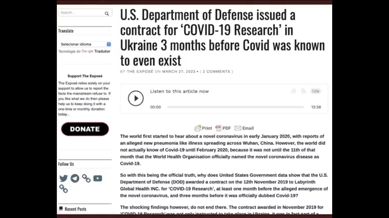 🇺🇸🇺🇦 | The US DoD: contract for “COVID-19 research before the existence of COVID was even known