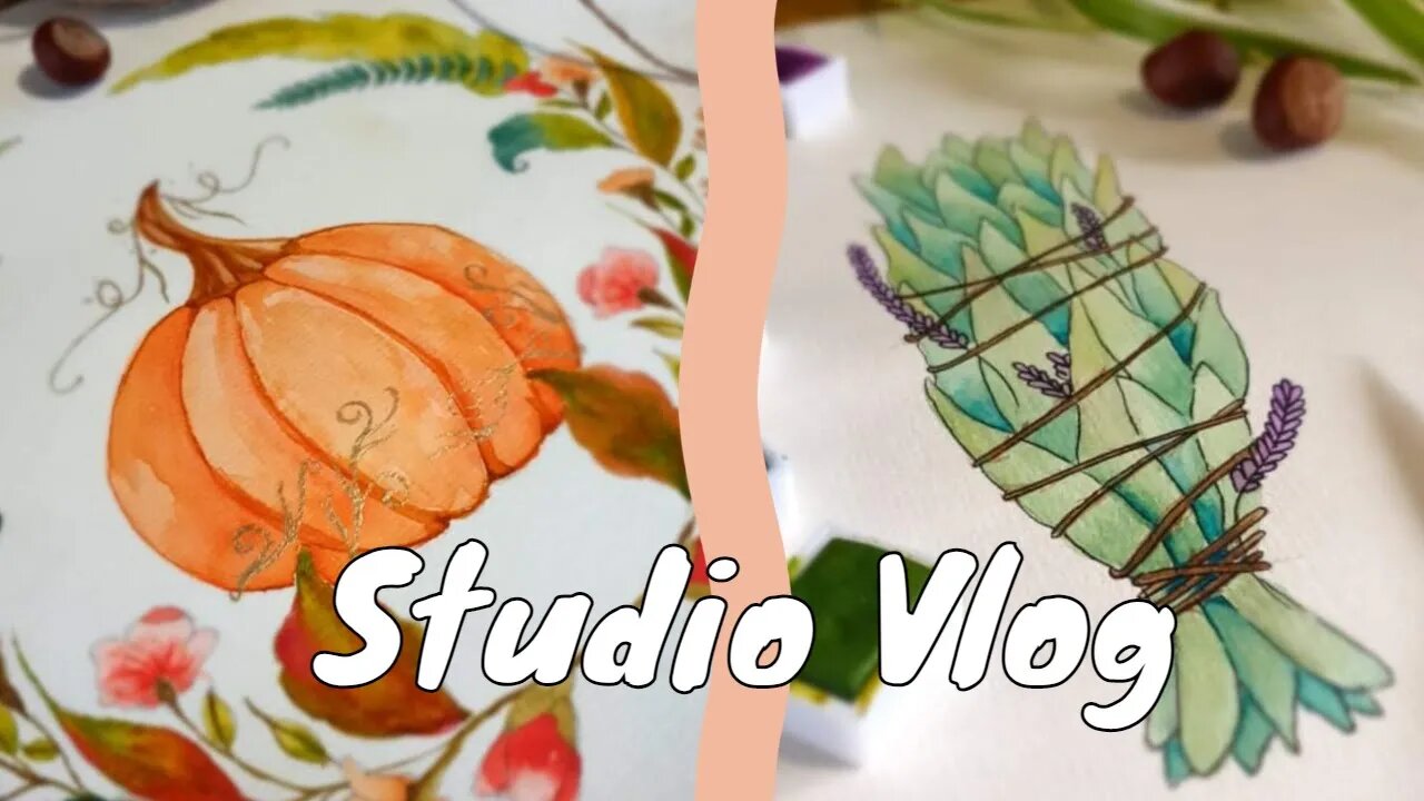 Studio Vlog | Autumn Painting and Small Baby pumpkins