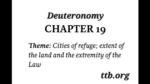 Deuteronomy Chapter 19 (Bible Study)