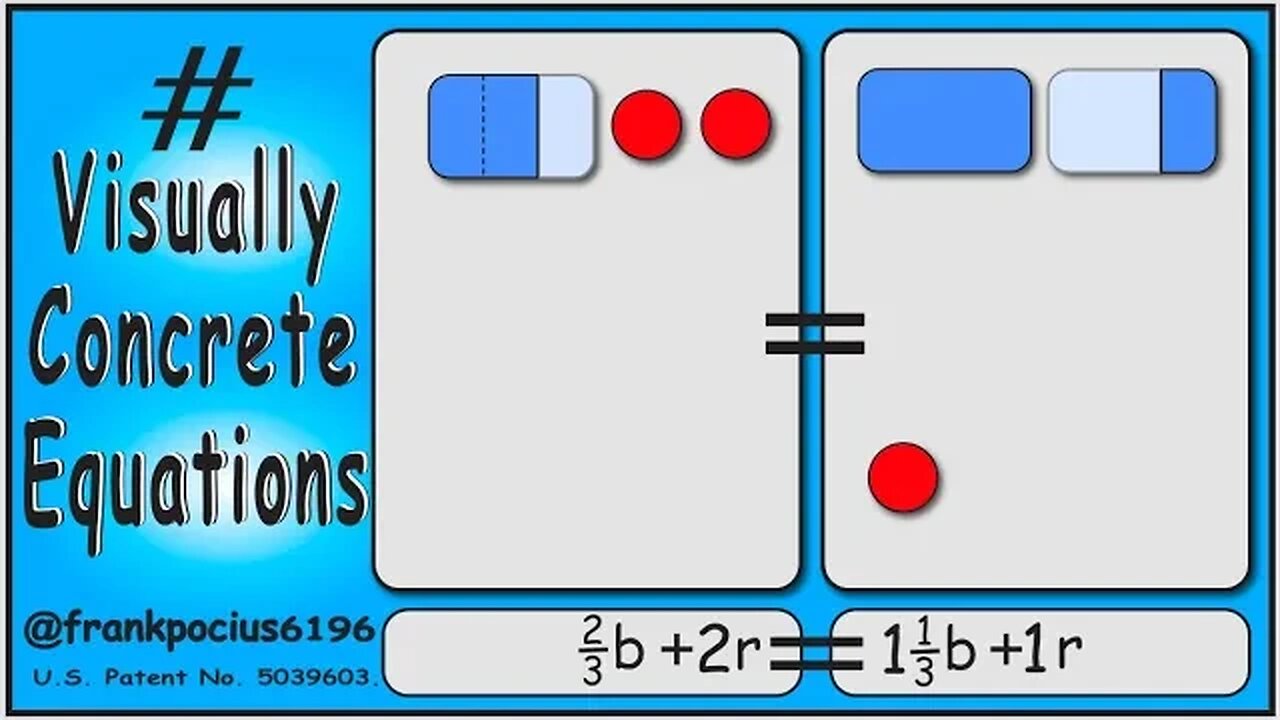 VISUAL EQUATION _ 2/3 b +2r = 1 1/3 b +1r _ SOLVING BASIC EQUATIONS _ SOLVING BASIC WORD PROBLEMS