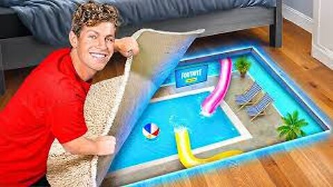 Ben Azelart : I Built a SECRET Pool in My Room!