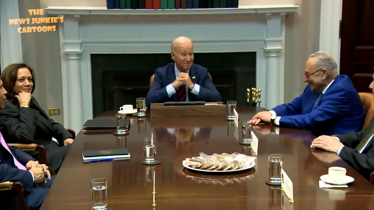 Biden and his fellow Democrats laugh at reporters trying to ask them questions.