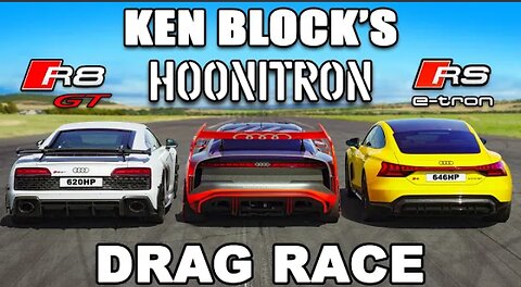 Ken Block Hoonitron v Audi R8 GT v RS e-tron GT: DRAG RACE