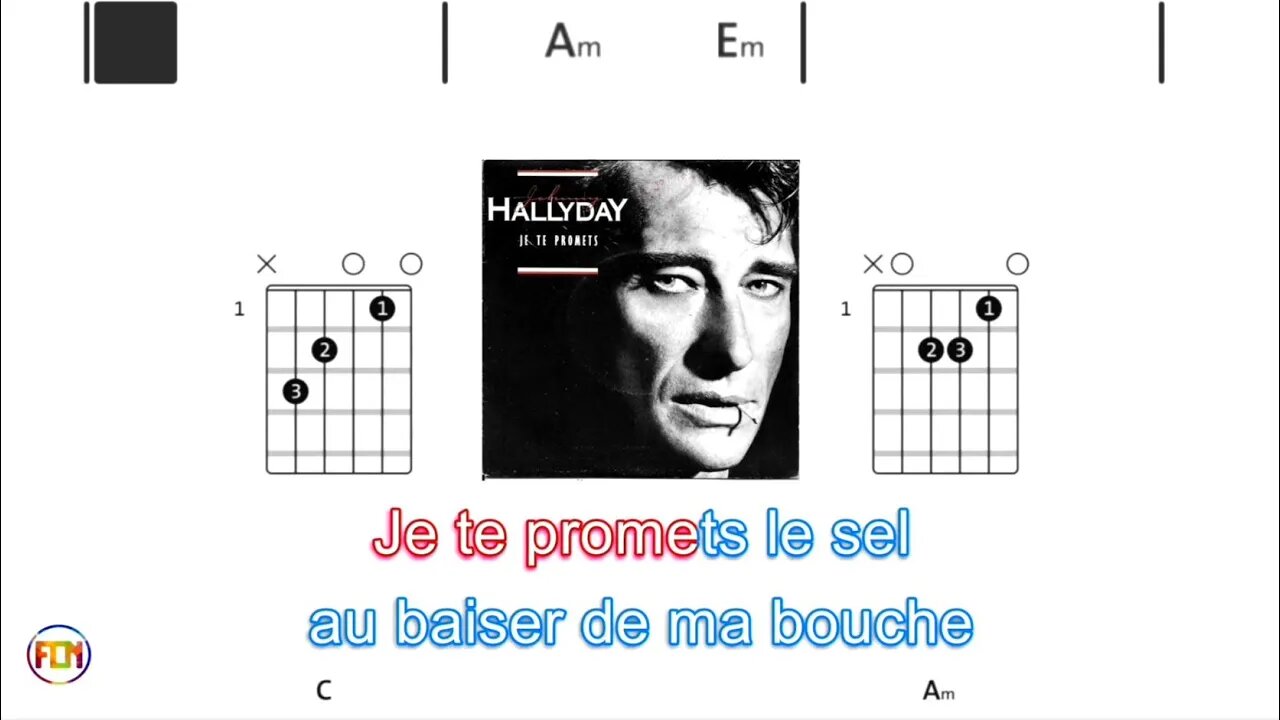 JOHNNY HALLYDAY Je te promets - (Chords & Lyrics like a Karaoke) HD