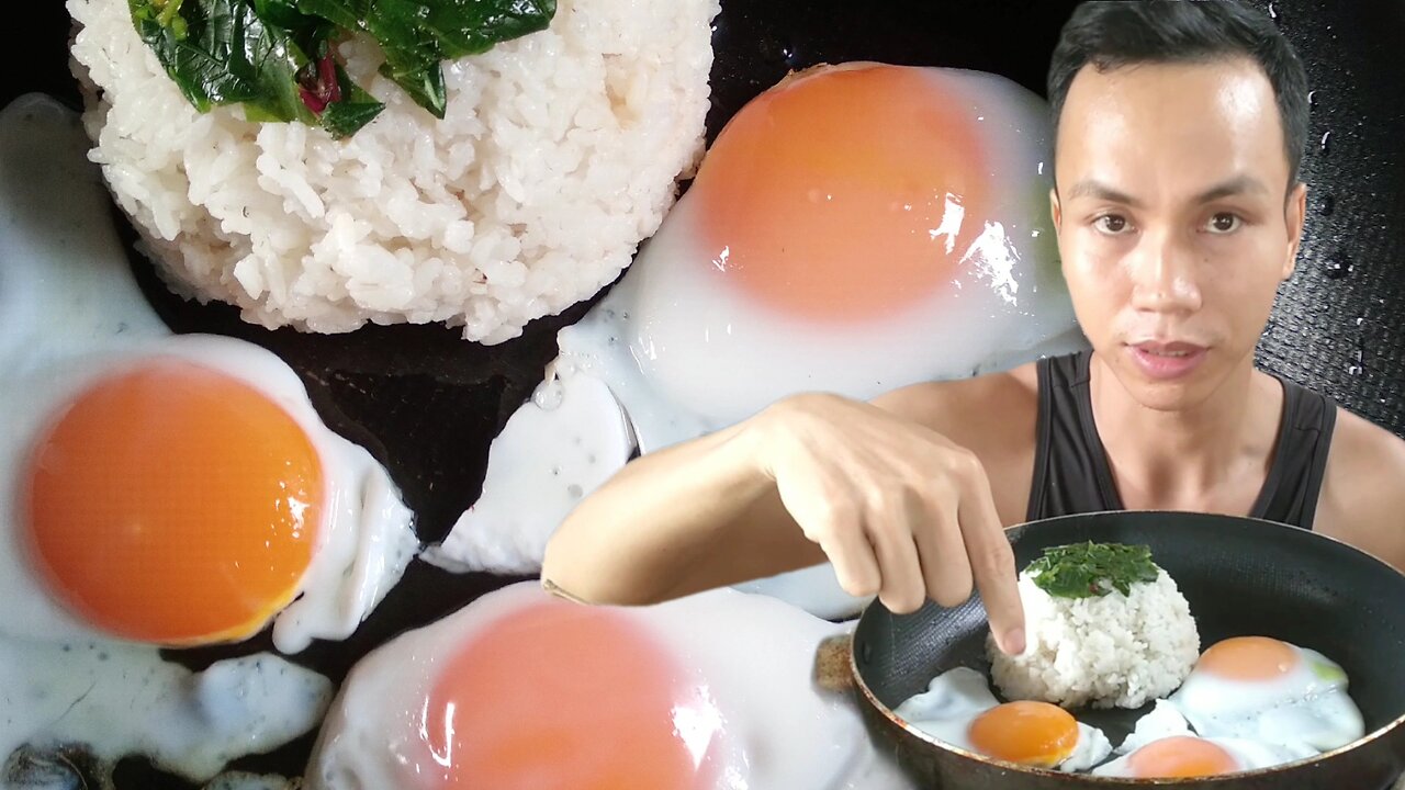 Sun-shaped fried eggs ASMR Mukbang