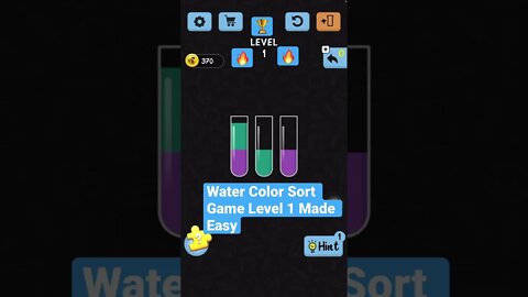 Water Color Sort Game Level 1 Made Easy #shorts #gaming #watercolor