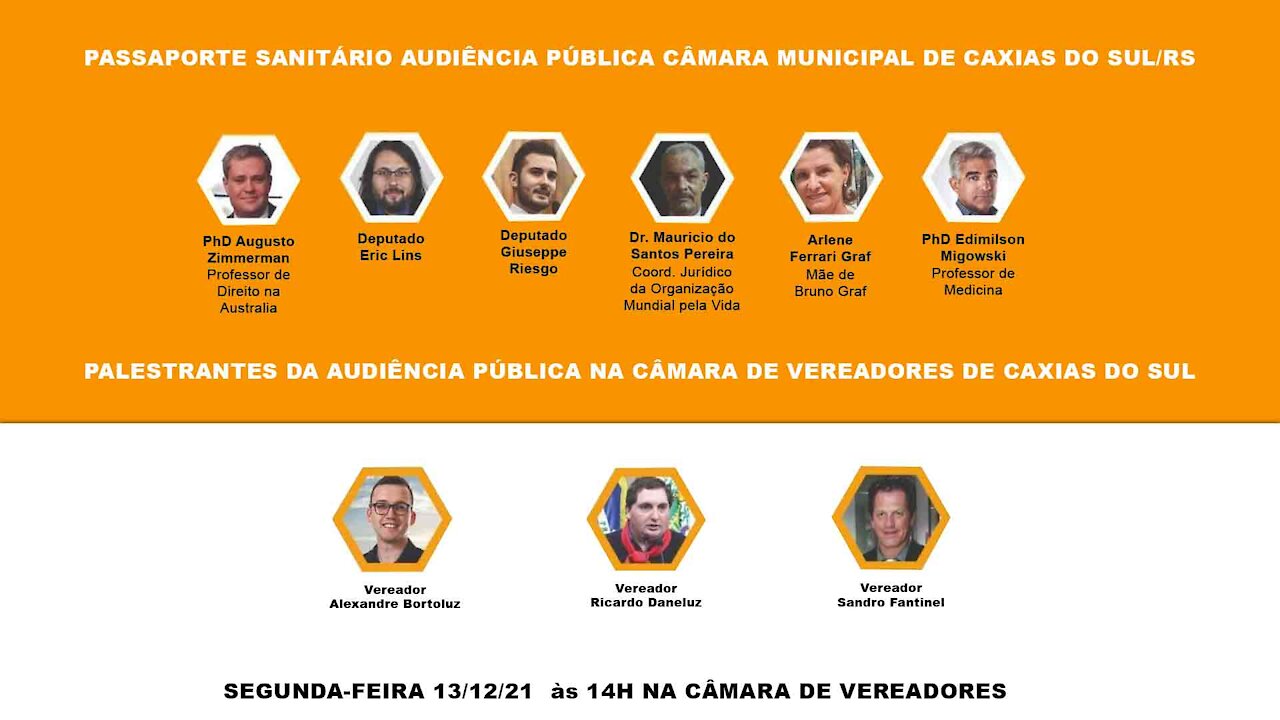 PASSAPORTE SANITÁRIO AUDIÊNCIA PÚBLICA CÂMARA MUNICIPAL DE CAXIAS DO SUL/RS