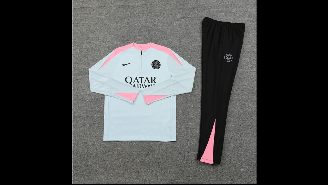 👉🏻⚽️2024/25 PSG Adult/Kid Grey Long Sleeve Tracksuit