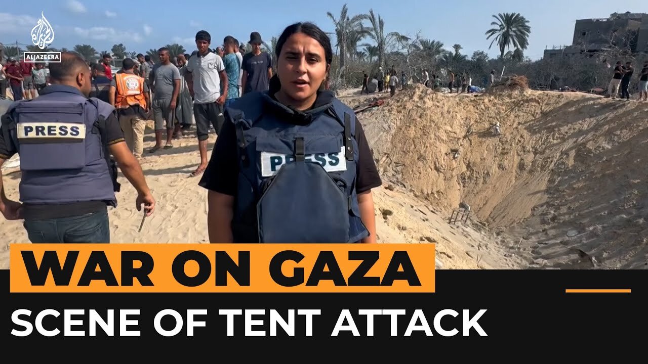 Report from scene of attack on Gaza tent camp | Al Jazeera Newsfeed