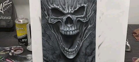 airbrush paper cut technique skull panel