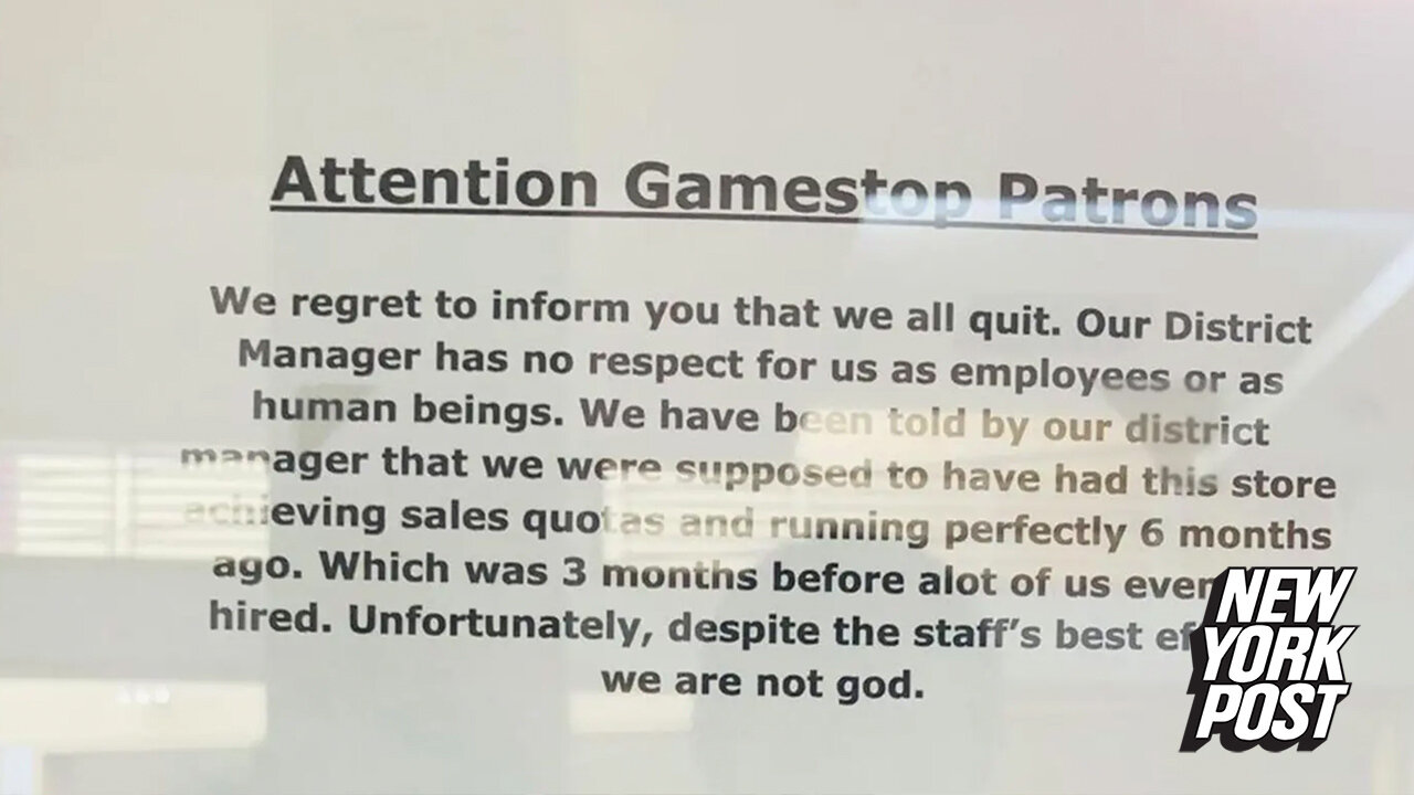 'We regret to inform you that we all quit': GameStop staff leaves savage note