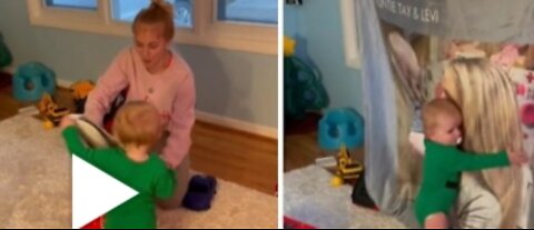 Baby has the sweetest reaction to gift blanket fro